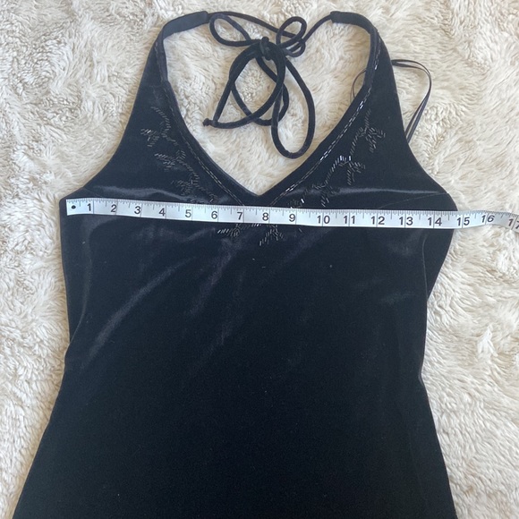 VINTAGE Y2K black halter tie velvet dress - Picture 10 of 12